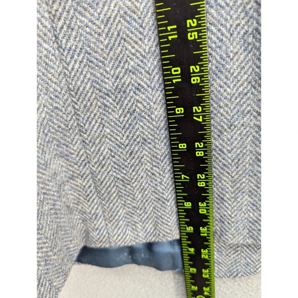Vintage Haggar Tweed Blazer Jacket Size 44L Wool Gray Blue Herringbone Corpcore